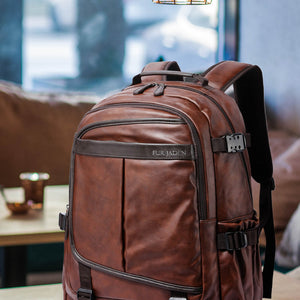 Leatherette Laptop Backpack | Brown