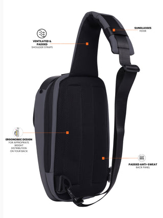 స్పేస్ గ్రే క్రాస్బాడీ స్లింగ్ బ్యాగ్