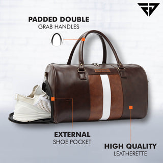 Brown Weekender Faux Leather Duffle