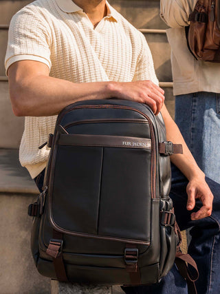 Leatherette Laptop Backpack | Black