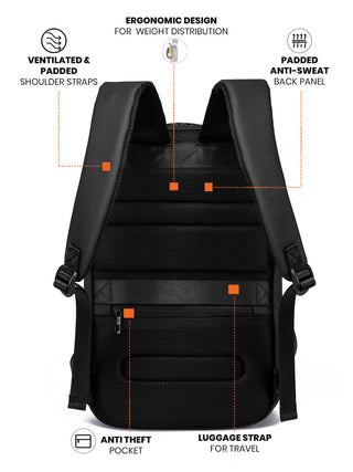 प्रो-वी लैपटॉप बैकपैक | चारकोल ब्लैक 