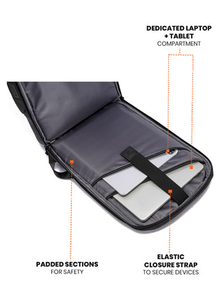 प्रो-वी लैपटॉप बैकपैक | चारकोल ब्लैक 