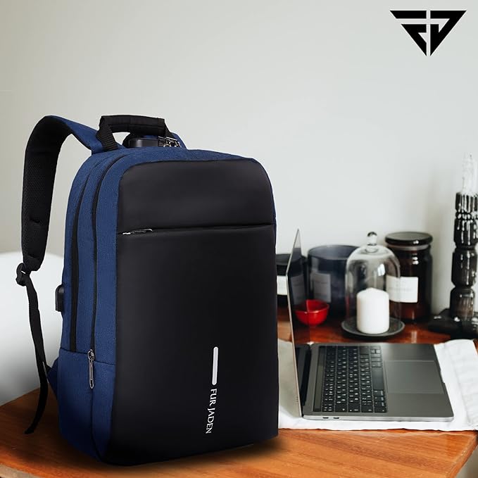 Navy Anti Theft Backpack Fur Jaden Lifestyle Pvt Ltd