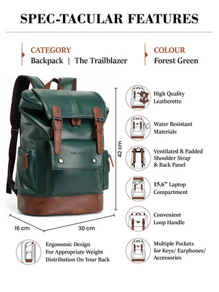 एंटी थेफ्ट लैपटॉप बैकपैक | फ़ॉरेस्ट ग्रीन 