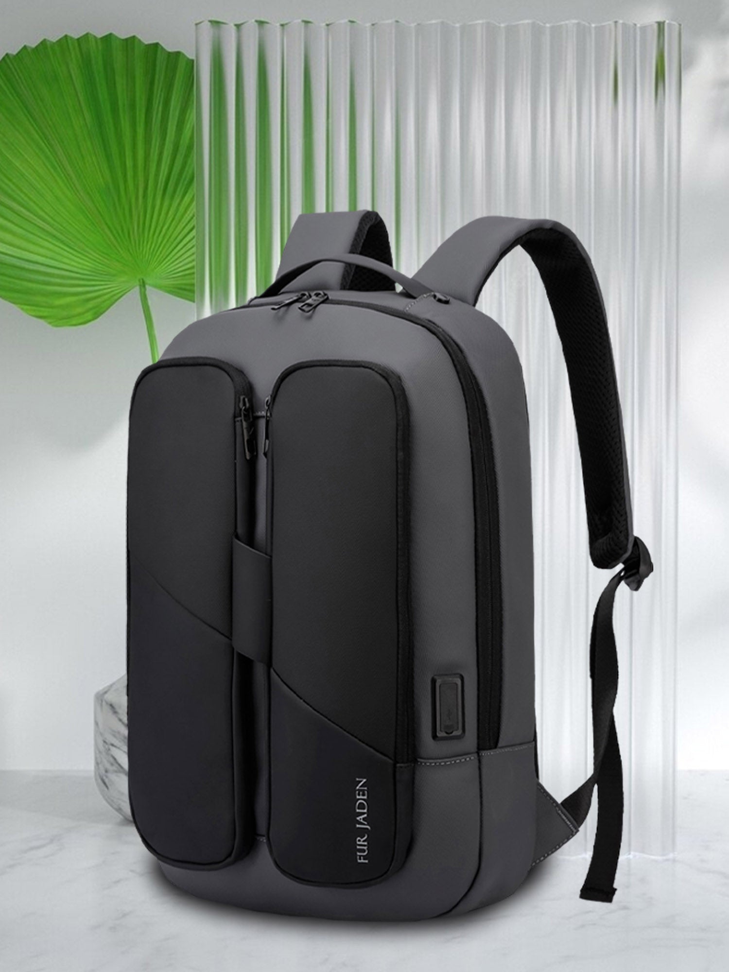 Fur Jaden Anti Theft Backpack 156 Inch Laptop Bag with USB Charging Port  Black