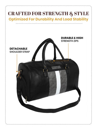 Black Weekender Faux Leather Duffle Bag