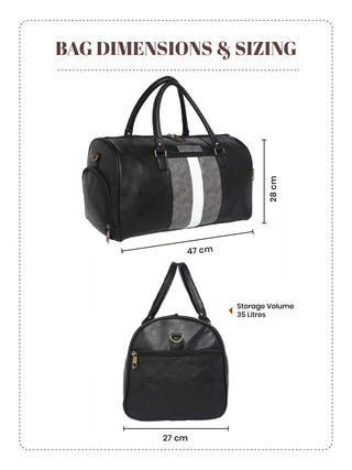 Black Weekender Faux Leather Duffle Bag