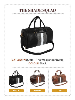 Black Weekender Faux Leather Duffle Bag