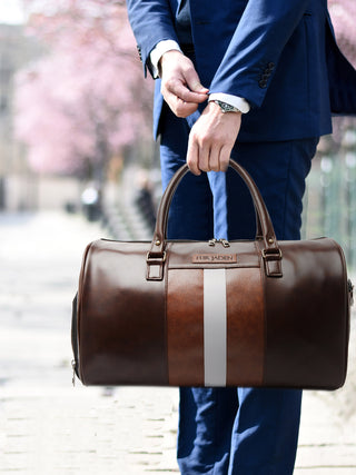 Brown Weekender Faux Leather Duffle