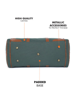 Pine Green Recycled Canvas & Vegan Leather Travel Duffle