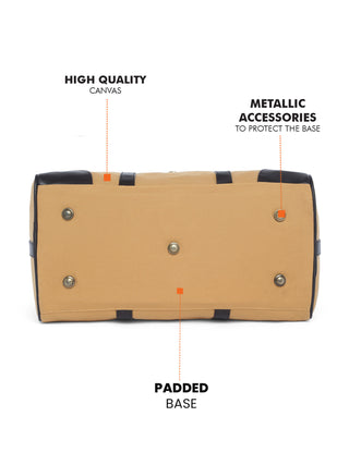 Sand Beige Recycled Canvas & Vegan Leather Travel Duffle