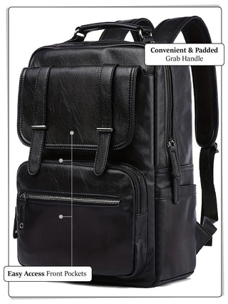 బ్లాక్ వేగన్ లెదర్ బ్యాక్‌ప్యాక్ 