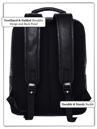 బ్లాక్ వేగన్ లెదర్ బ్యాక్‌ప్యాక్ 