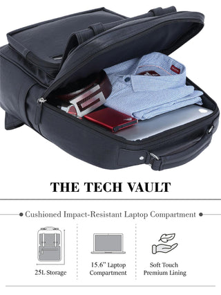 బ్లాక్ వేగన్ లెదర్ బ్యాక్‌ప్యాక్ 