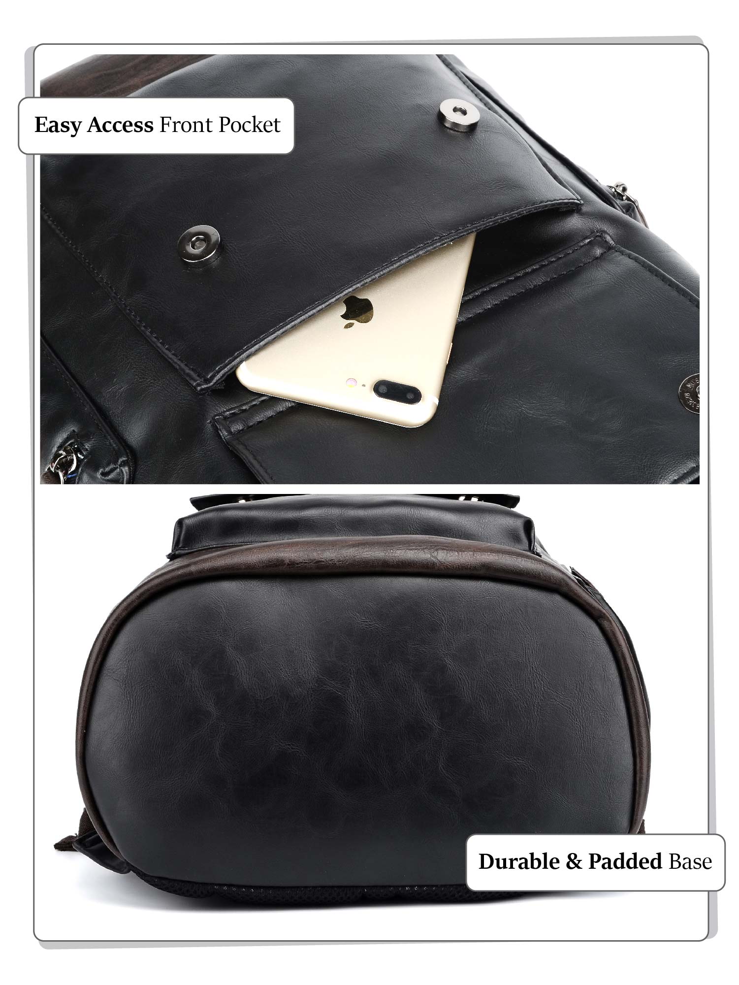 cute black faux leather backpack Fur Jaden Vegan Leather 15.6 Inch Laptop Backpack