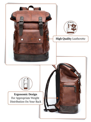 యాంటీ తెఫ్ట్ ల్యాప్‌టాప్ బ్యాక్‌ప్యాక్ | గోధుమ రంగు 