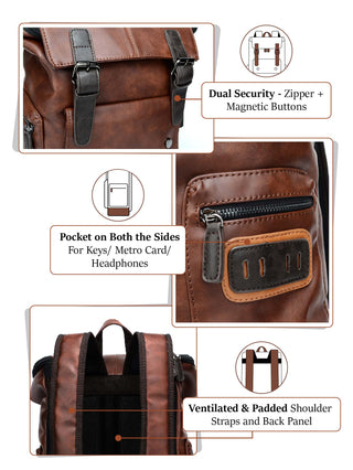 యాంటీ తెఫ్ట్ ల్యాప్‌టాప్ బ్యాక్‌ప్యాక్ | గోధుమ రంగు 