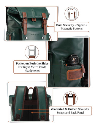 एंटी थेफ्ट लैपटॉप बैकपैक | फ़ॉरेस्ट ग्रीन 