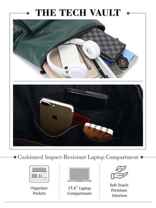 एंटी थेफ्ट लैपटॉप बैकपैक | फ़ॉरेस्ट ग्रीन 