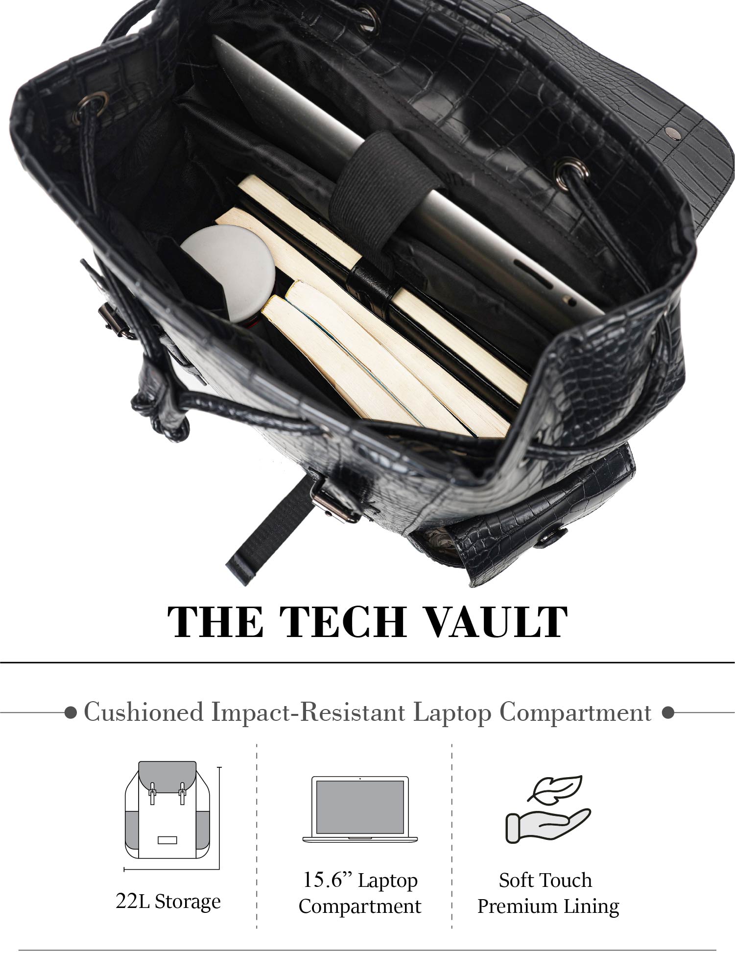 Fur Jaden Vegan Leather 15.6 Inch Laptop Backpack