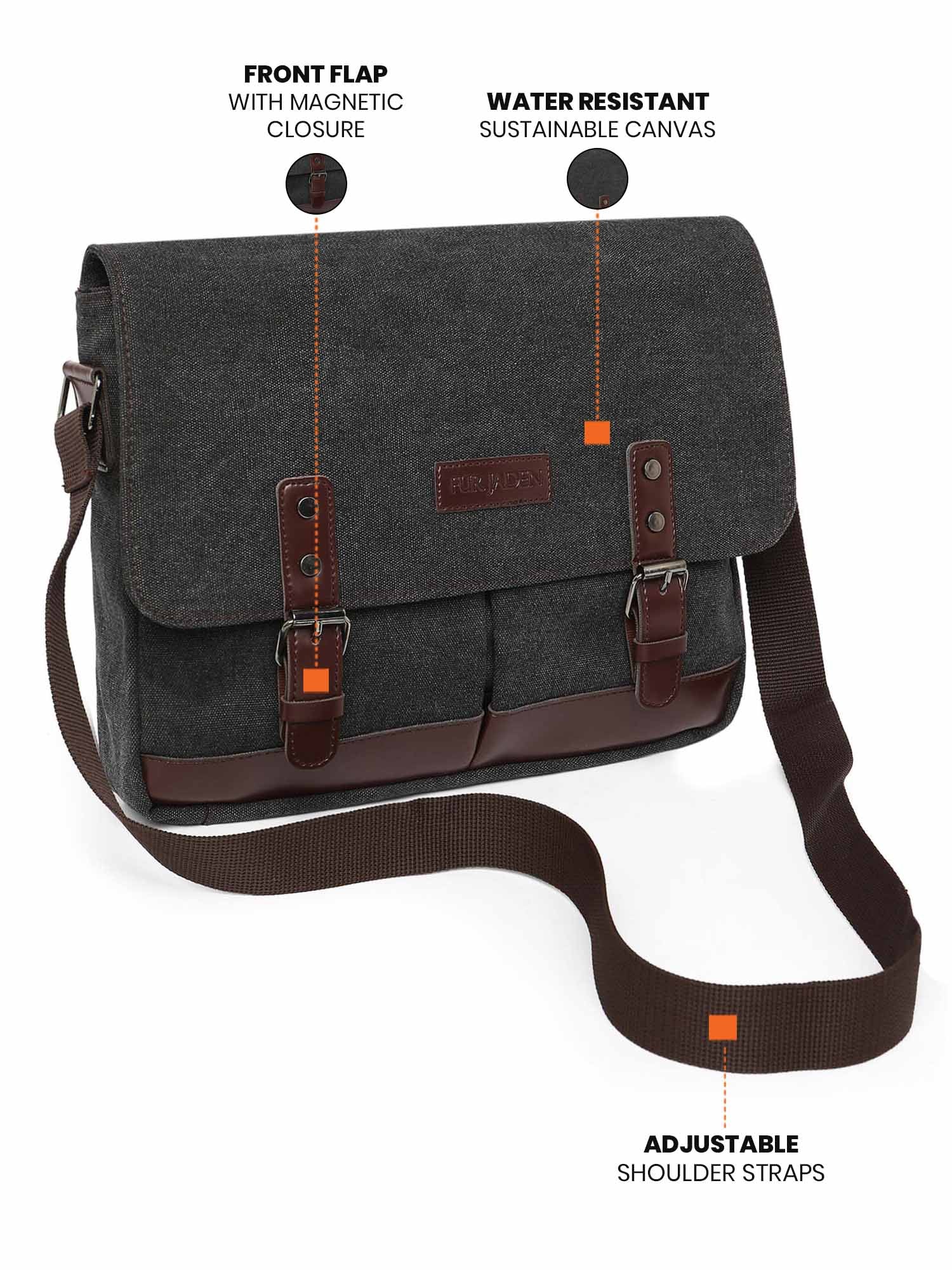 Sustainable Canvas Crossbody Charcoal