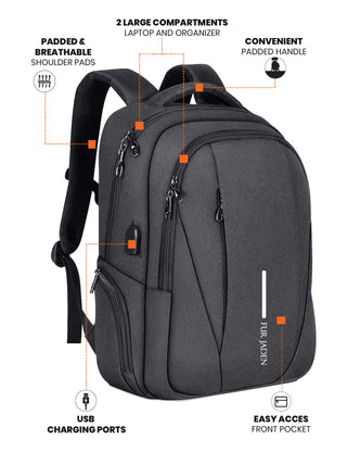 Black Travel Laptop Backpack