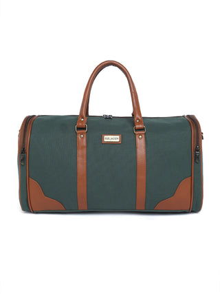 Pine Green Recycled Canvas & Vegan Leather Travel Duffle