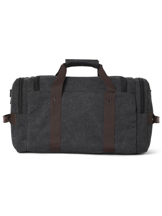Charcoal Black Sustainable Canvas & Vegan Leather 40L Travel Duffle