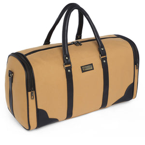 Desert Beige Recycled Canvas & Vegan Leather Travel Duffle