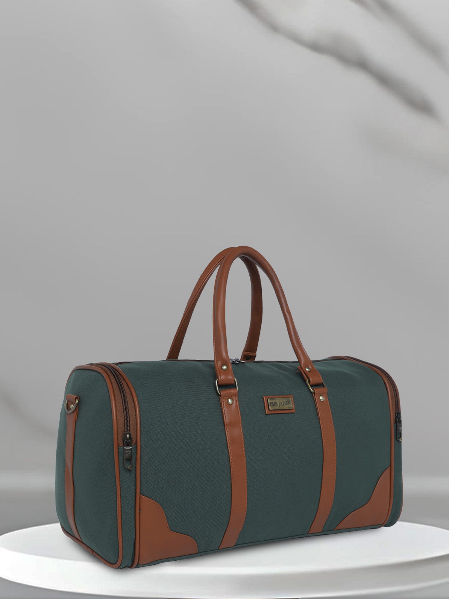 Pine Green Recycled Canvas & Vegan Leather Travel Duffle