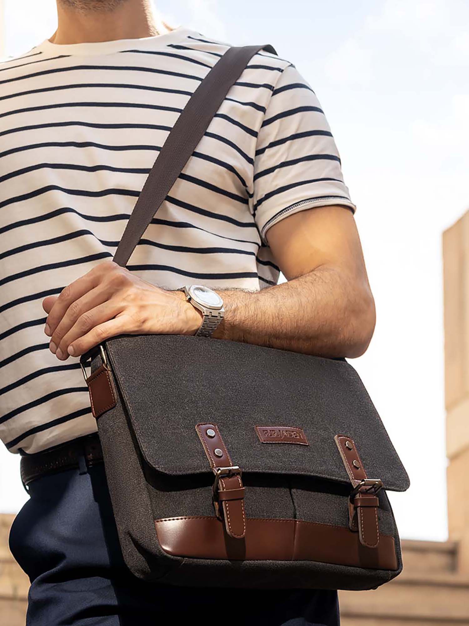 Sustainable Canvas Crossbody (Charcoal)
