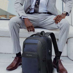 Laptop Backpack with USB Port | Navy Blue