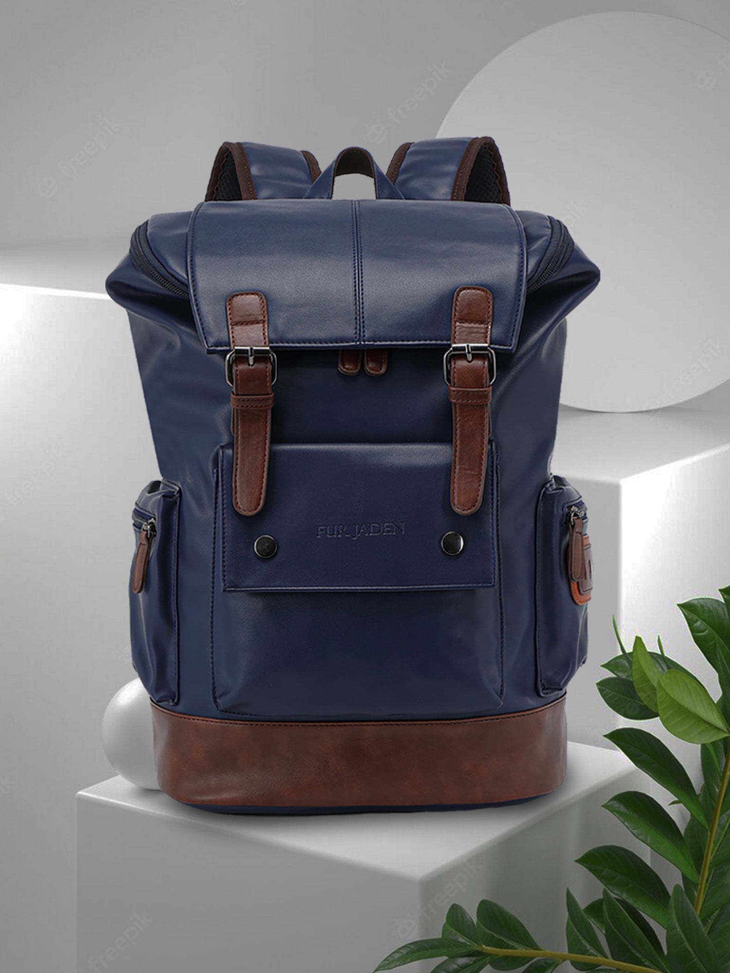 Anti Laptop Theft Jaden Fur Lifestyle Ltd Blue Pvt Jaden Fur 15.6 – Leatherette Backpack Midnight Inch Navy