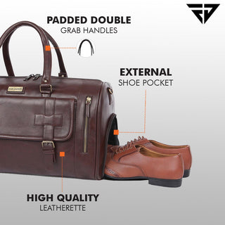 Brown Travel Duffle Bag With Shoe Pocket