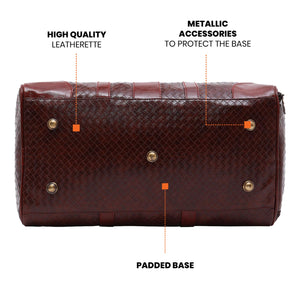 Tan Textured Travel Duffle Bag With Shoe Pocket