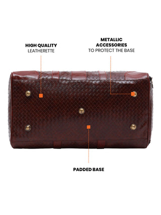 Tan Textured Travel Duffle Bag With Shoe Pocket