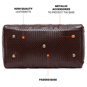 Brown Textured Travel Duffle Bag With Shoe Pocket