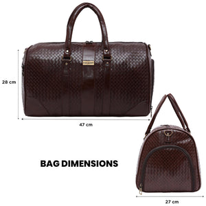 Brown Textured Travel Duffle Bag With Shoe Pocket