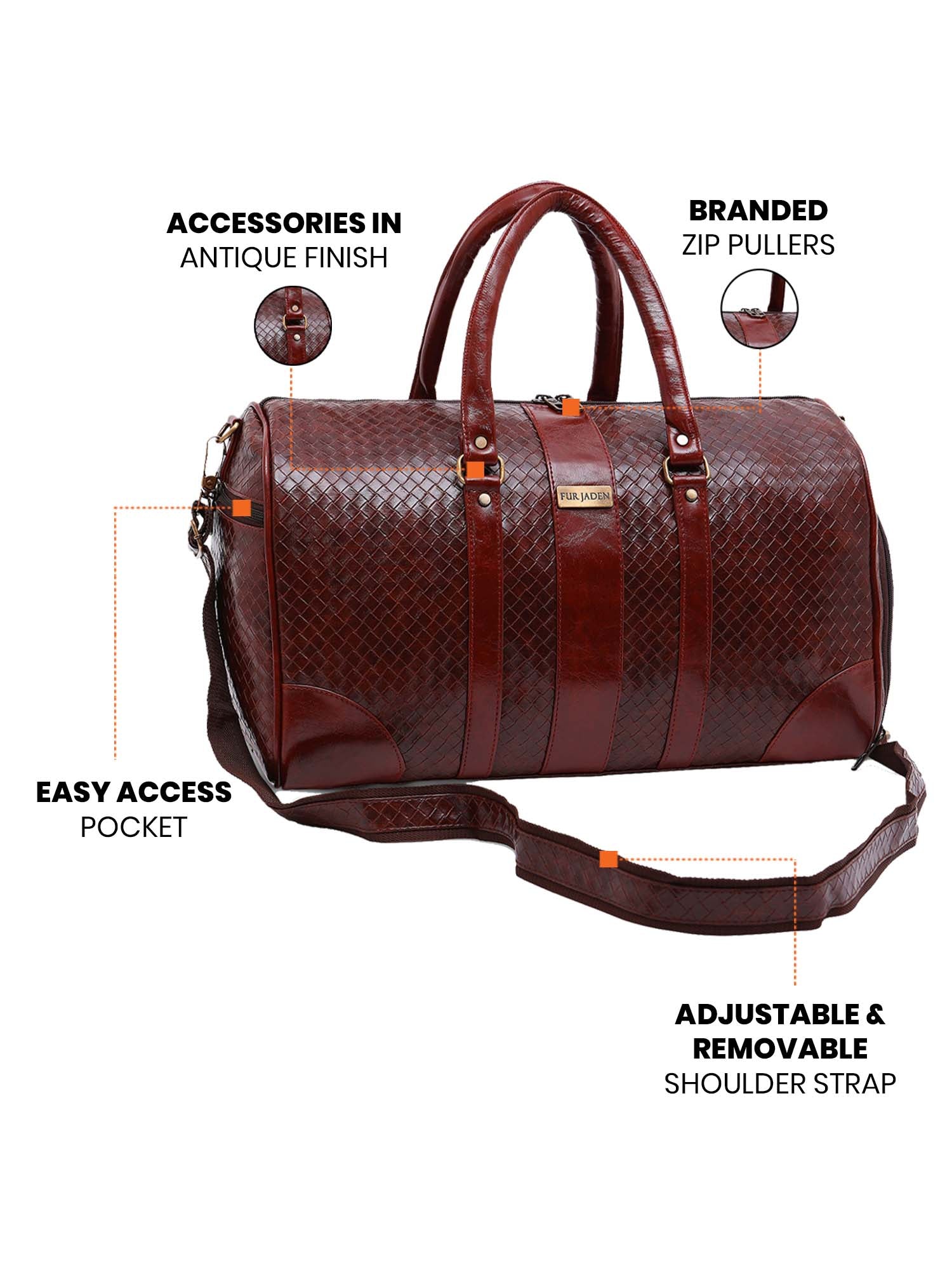 Tan Textured Travel Duffle Bag With Shoe Pocket