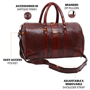 Tan Textured Travel Duffle Bag With Shoe Pocket