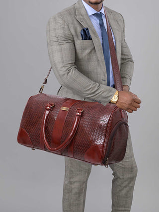 Tan Textured Travel Duffle Bag With Shoe Pocket