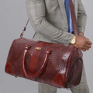 Tan Textured Travel Duffle Bag With Shoe Pocket