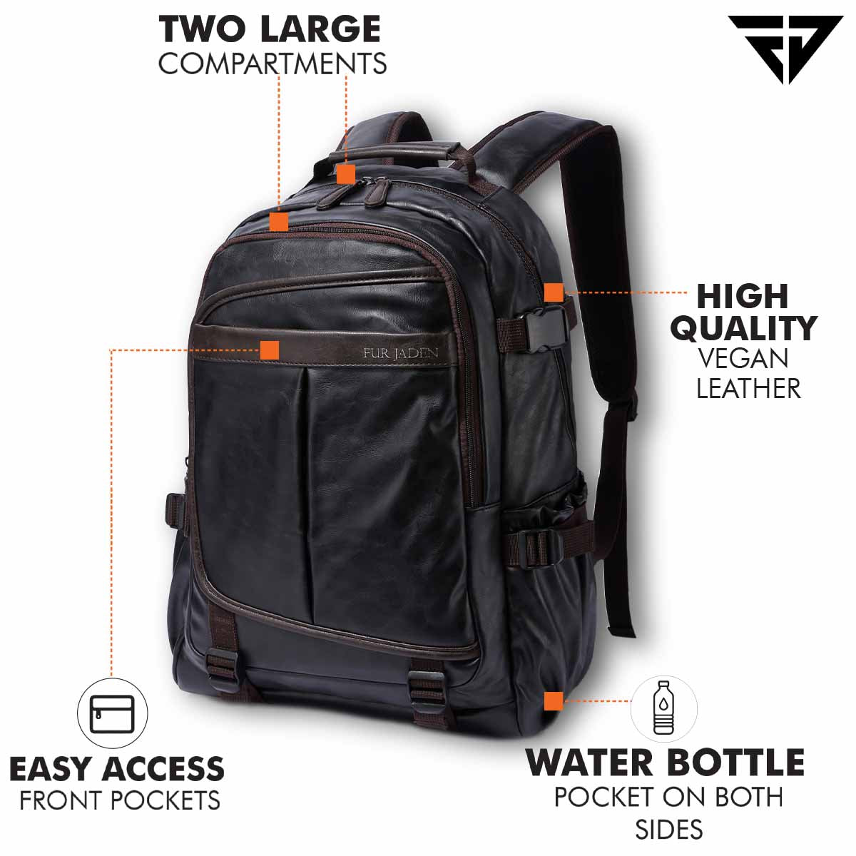 Leatherette Laptop Backpack | Black