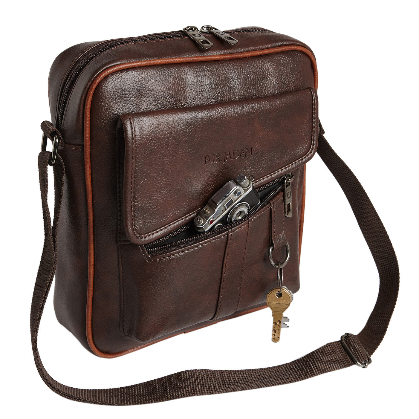 Leatherette Crossbody Sling Bag (Brown)