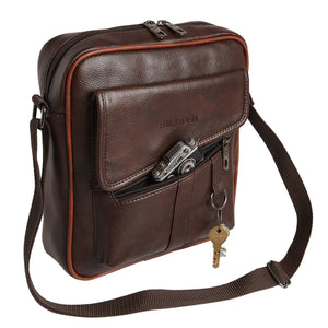 Leatherette Crossbody Sling Bag (Brown)