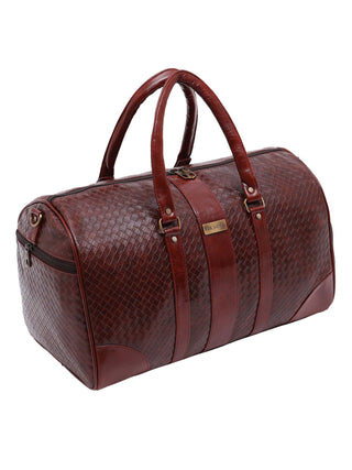 Tan Textured Travel Duffle Bag With Shoe Pocket