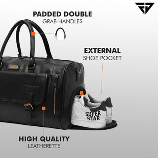 Black Travel Duffle Bag With Shoe Pocket