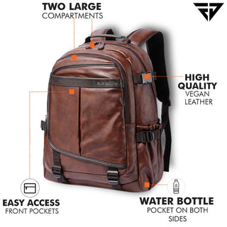 Leatherette Laptop Backpack | Brown