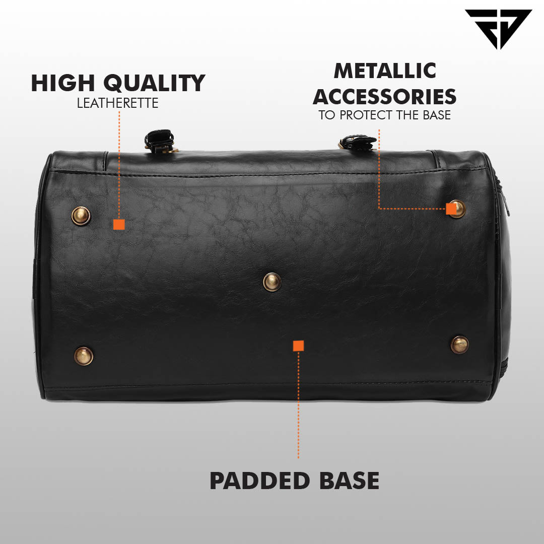 Black Travel Duffle Bag With Shoe Pocket