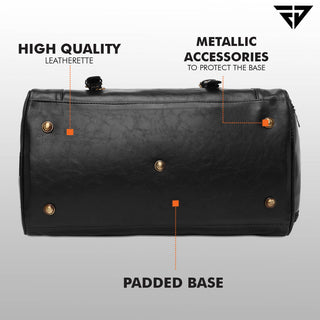 Black Travel Duffle Bag With Shoe Pocket